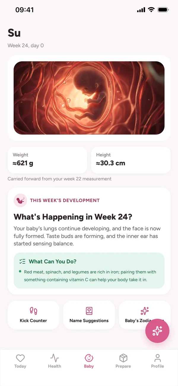 Baby screen: size comparison and development