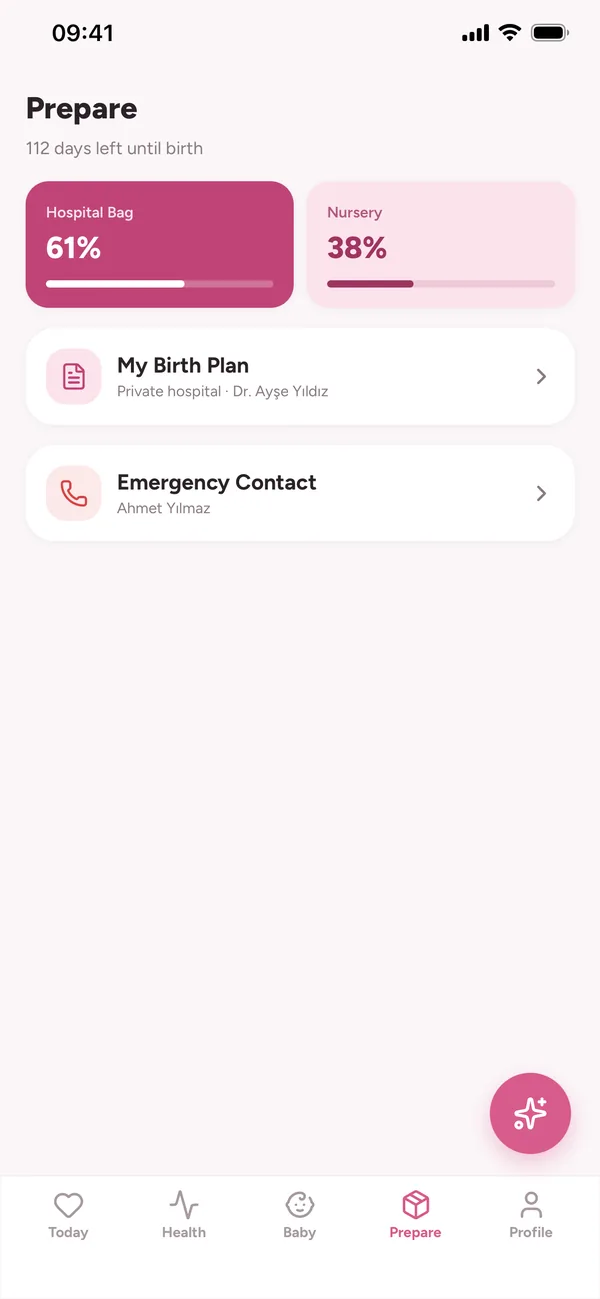 Prepare screen: the lists